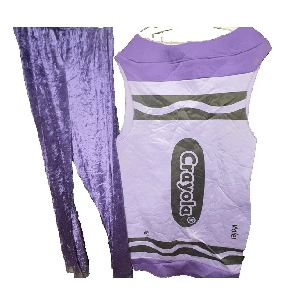 Crayola Halloween Crayon Violet Costume w/  Pants Unisex- Adult One Size